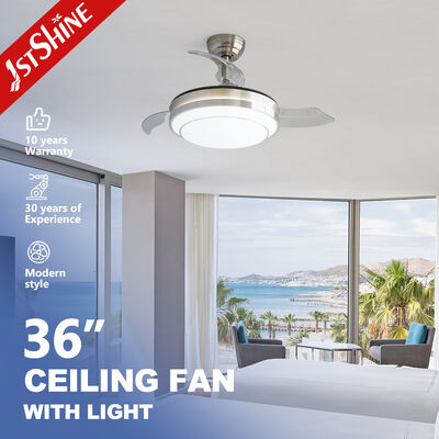 قیمت خوب پنکه سقفی جمع شونده با نیکل شنی 36 اینچی با چراغ LED و موتور DC برای اتاق خواب آنلاین